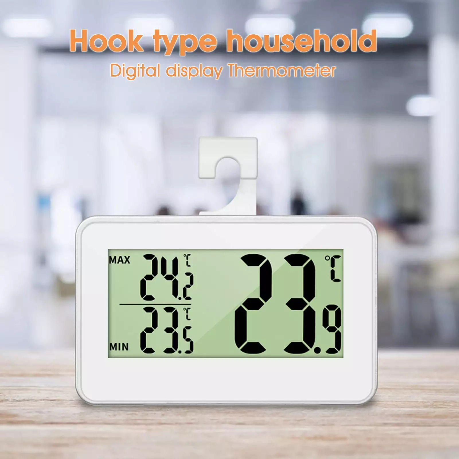 Refrigerator Thermometer Mini Large LCD Display Indoor Digital Fridge Thermometer with Hook for Room