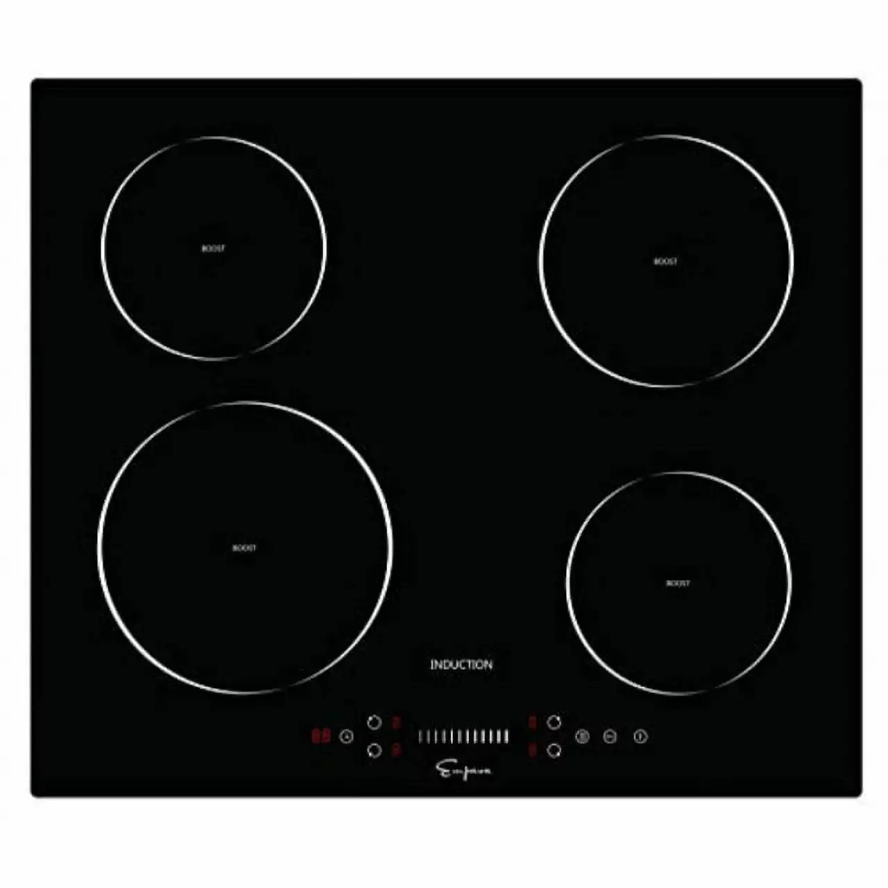 empava empv-idc24 electric induction cooktop with 4 booster burners smooth surface black tempered glass. 24 inch