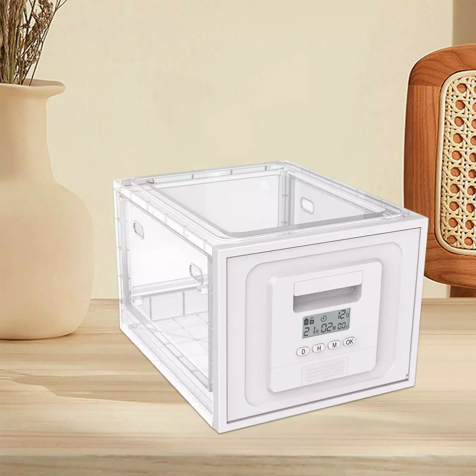 Timer Lock Box Keepsake Lockbox Refrigerator Storage Box Money Saving Box Large Lockable Storage Bin Password Lockable Storage Container