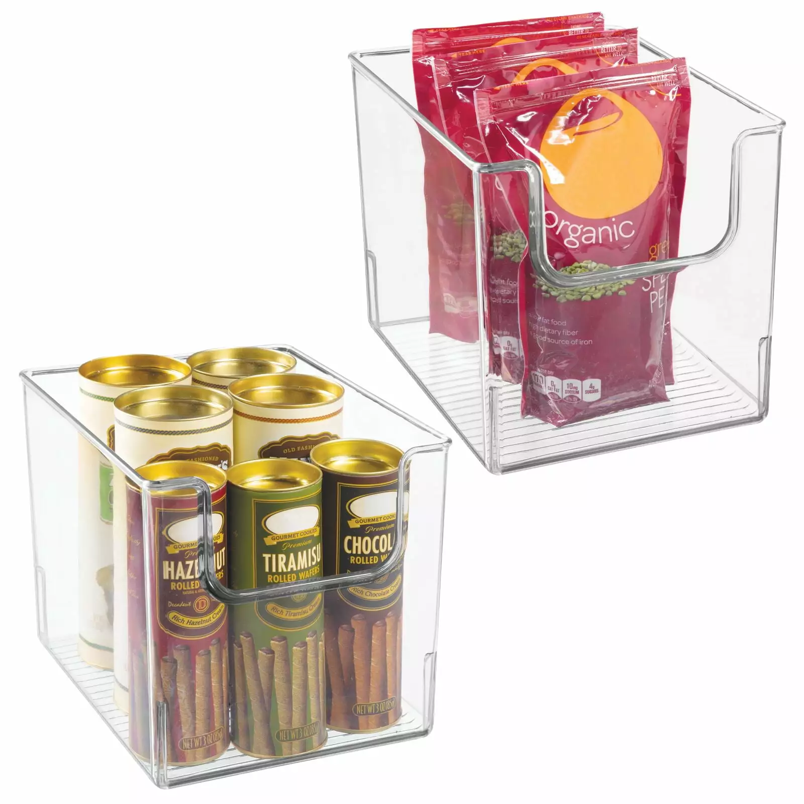 mDesign Kitchen Plastic Storage Organizer Bin with Open Front - 2 Pack - Clear