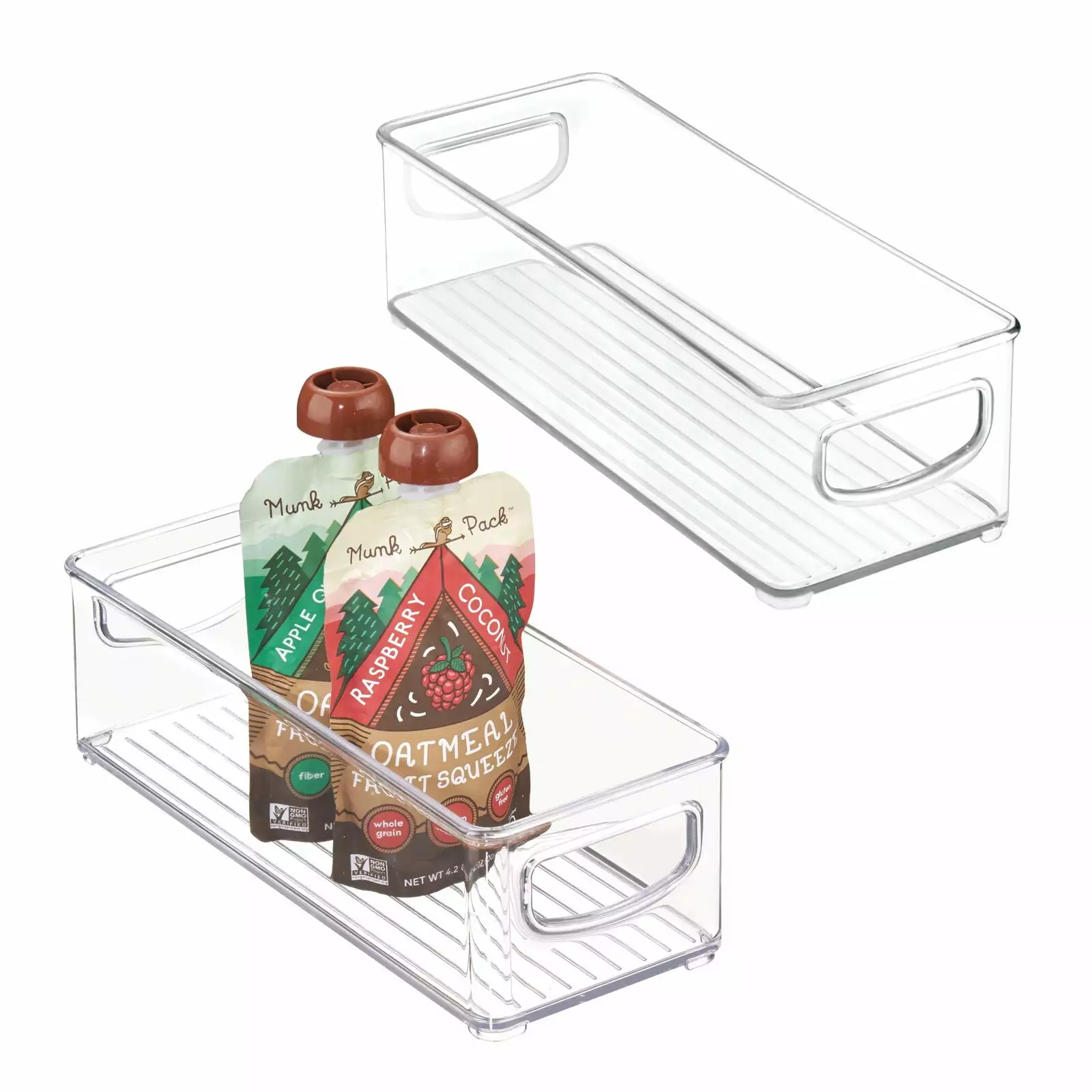 mDesign Plastic Stackable Small Kitchen Organizing Bin. Handles. 2 Pack - Clear